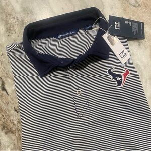 Cutter & Buck Houston Texans Virtue Eco Pique Micro Stripe Mens Golf Polo XL/TG